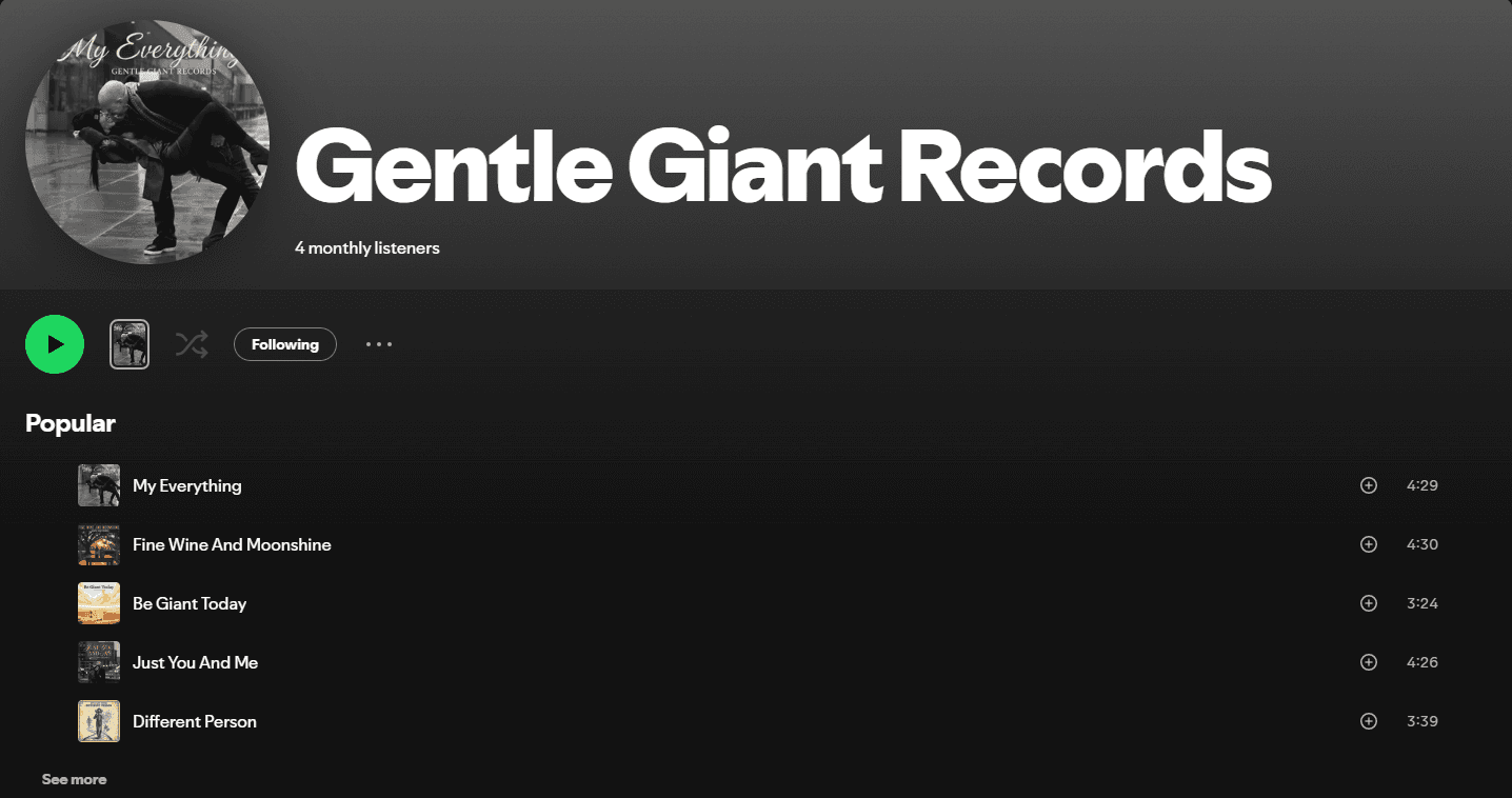 Gentle Giant Records screenshot